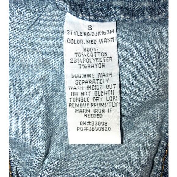 Cavalini Floral Patch Embroidery Medium Wash Denim Jean Jacket - Size SMALL - Picture 8 of 8